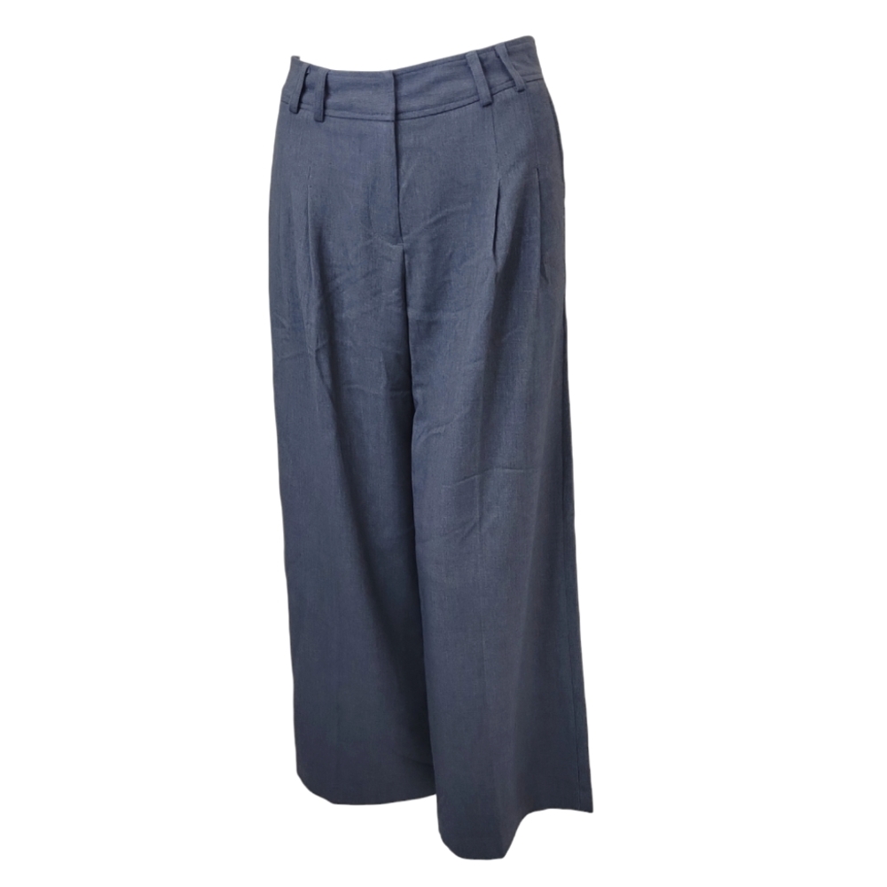 Spiegel Petite Pleated Wide Leg Dress Pants, Trousers, Gray, w/ Belt Loops